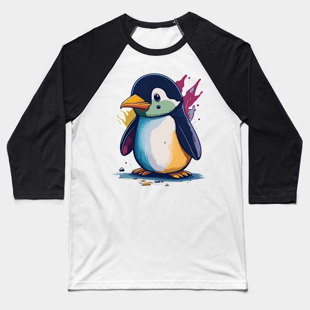 Penguin Portrait Baseball T-Shirt by SpriteGuy95